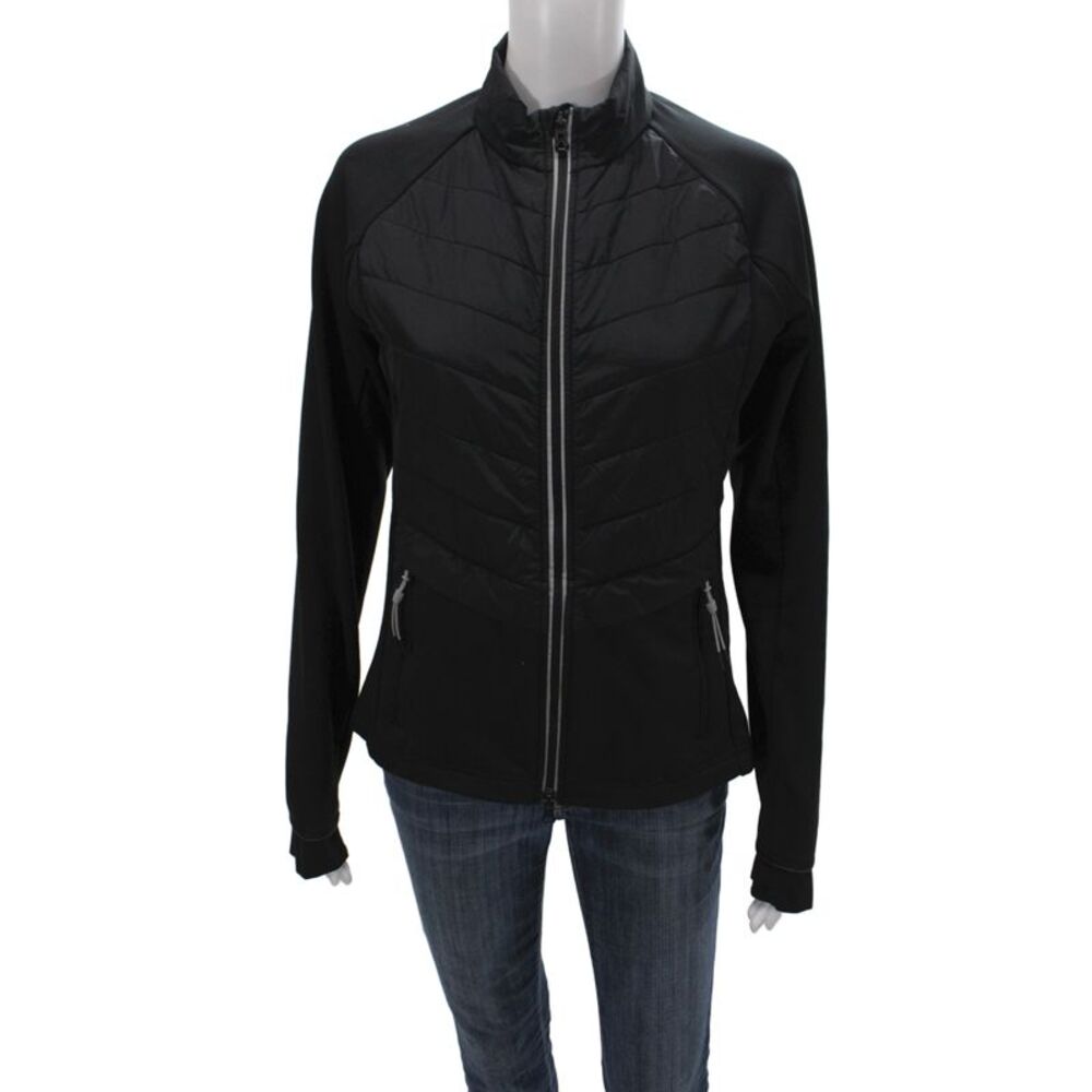 Fire + Ice Womens Basic Jacket Black Zip Synthetic Long Sleeve Fall Size 6